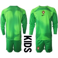 Koszulka piłkarska Portugalia Bramkarska Strój Domowy dla dzieci MŚ 2022 tanio Długi Rękaw (+ Krótkie spodenki)